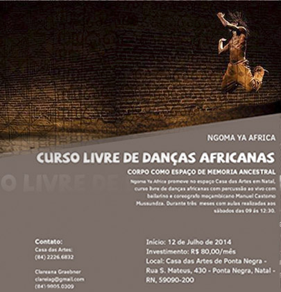 Curso livre de danças africanas com o bailarino e coreógrafo moçambicano Manuel Castomo Mussundza